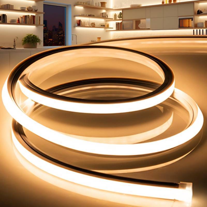 lot 5810 image: VOEWT LED Strip Lights Warm White 3000K,16.4ft 110-120V Neon Rope Lights,Flexible Silicone Outdoor Waterproof Neon Strip Lights for Bedroom,Mirror,Kitchen Cabinet, Living Room,Halloween Decor