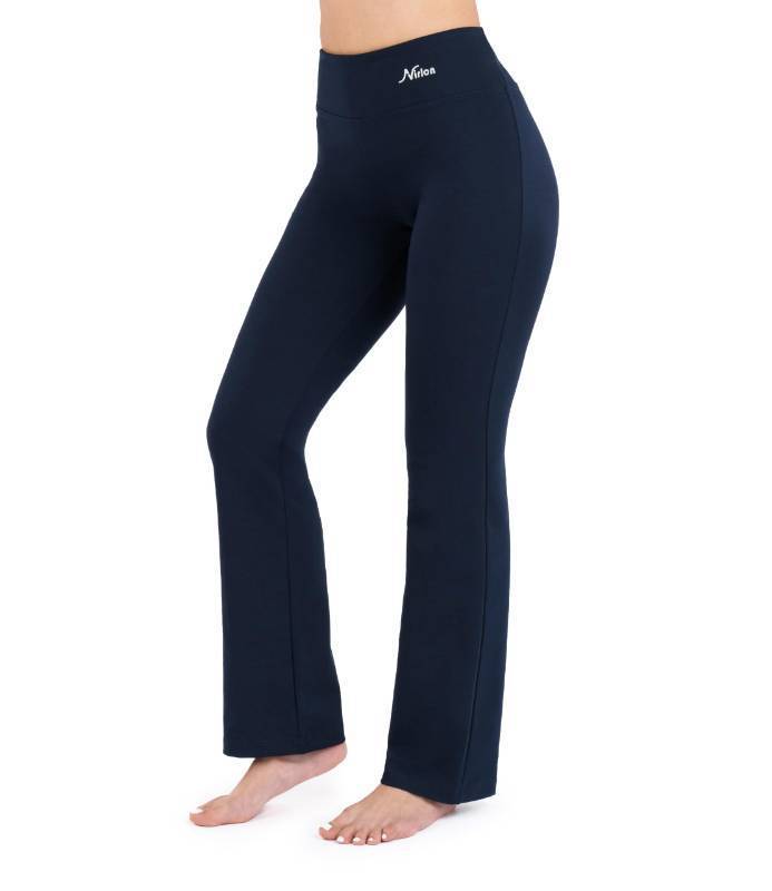 lot 6256 image: Nirlon Cotton Straight Leg Yoga Pants for Women- CottoNIR, 28-Navy-12