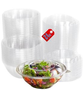 lot 3122 image: Mr Miracle Clear 24 oz Plastic Salad Bowls with Snap-On Lids, 50 Pack