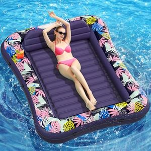 lot 3133 image: OKSUWATER Inflatable Tanning Pool Lounger, 75 x 51, Large, Purple