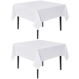 lot 3139 image: sancua White Square Tablecloths 54x54 Inch Table Cloth, 2 Pack