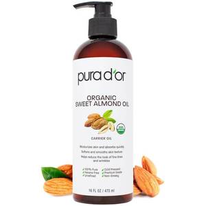 lot 3165 image: PURA DOR ORGANIC Sweet Almond Oil, Pure Carrier Oil for Hair & Skin, 16 Oz
