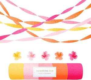 lot 3166 image: NICROHOME EUR Retro Orange Pink Summer Party Crepe Paper Streamers 5 Rolls