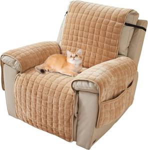 lot 3173 image: Lovehavren Premium Plush Recliner Slipcover, Quilted Flannel Chair Covers