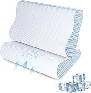 lot 3174 image: Memory Foam Pillows 2 Pack - Orthopedic Contour Bed Pillow for Side Sleepers