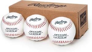 lot 3183 image: Rawlings Official Recreational Practice Baseballs OLB3 3 Count Youth 8U