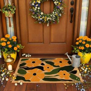 lot 3186 image: Duraaamo Boho Floral Doormat Retro Flowers Outdoor Mat
