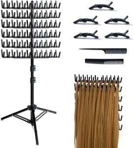 lot 3195 image: Braiding Hair Rack Standing Holder Hanger, 144 Peg Divider for Stand (Black)