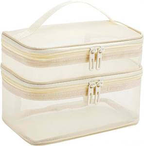 lot 3199 image: Mesh Makeup Bag Cosmetic Bag Small Travel Kit Pouch Clear Toiletry Bag White