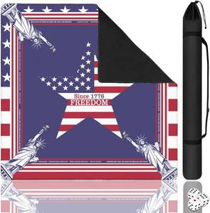 lot 3200 image: America Mahjong Mat 31.5x31.5in, Anti-Slip Neoprene with Carry Bag Blue