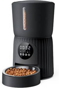 lot 3206 image: Faroro 4L Cat Feeder with Portion Control, 1-6 Meals, 10s Voice (Black)