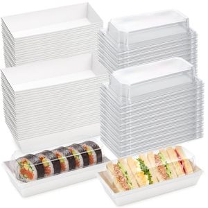 lot 3218 image: Dicunoy 100 Pack Sandwich Boxes with Clear Lids - Paper To-Go Food Trays