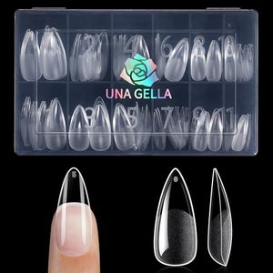lot 3224 image: UNA GELLA Medium Stiletto Nail Tips Full Cover Soft Gel 120pcs 12 Sizes