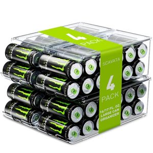 lot 3239 image: SCAVATA 4-Pack Tall Skinny Can Organizer for Refrigerator, Stackable Cans