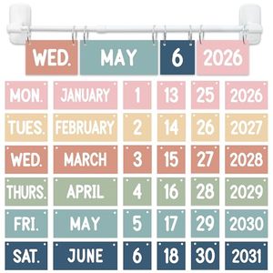 lot 3257 image: Magnetic Boho Flip Calendar for Classroom with Holder & 56 Date Cards