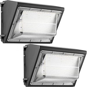 lot 3266 image: 2-Pack 120W LED Wall Pack Light Fixture, 15600LM, 5000K Outdoor Security