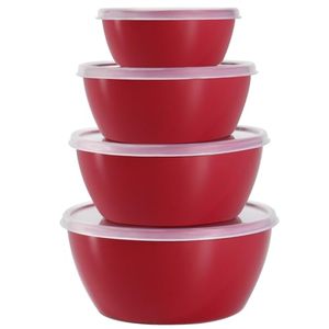 lot 3281 image: 4-Piece Plastic Bowls with Lids (8162432oz) Nesting Mixing Bowls