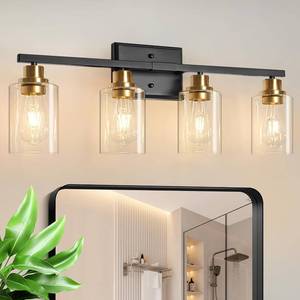 lot 3292 image: Unicozin Modern 4-Light Vanity Lights, Black & Gold Wall Lamp