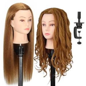 lot 3293 image: MQHIHI 22 Mannequin Head with 80% Real Hair for Hairdresser Practice