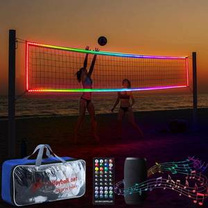 lot 3296 image: LED Professional Volleyball Net Remote Music 31.2x3.3ft Beach Backyard Pool