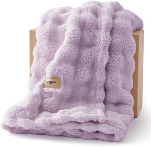 lot 3309 image: Bedsure 3D Fleece Bubble Blanket   Purple Throw for Sofa, 50x60