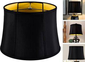 lot 3313 image: GO&SO Medium Black Lamp Shade Set of 1,12x14x10 Replac Drum Lampshades