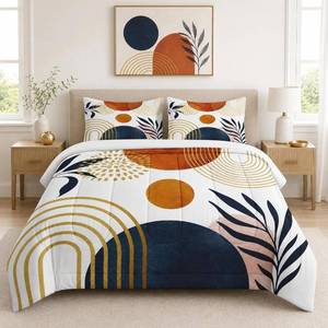 lot 3314 image: WeCozy Full Comforter Set, 3 Pieces Boho Mid Bedding, All Season