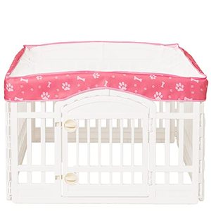 lot 3325 image: Dog Playpen Mesh Top Cover for 36 Pen with 4 Panels - IndoorOutdoor (Pink)