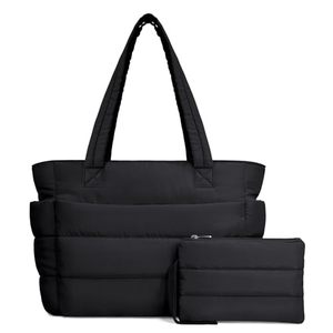 lot 3339 image: TOPDesign Puffer Tote Bag for Women, Quilted Tote with Compartments