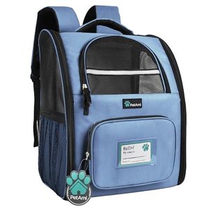 lot 3346 image: PetAmi Dog Backpack Carrier Airline Approved Cat Pet Puppy Bag, Light Blue