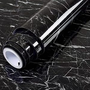 lot 3349 image: Yancorp 120-inch Black Peel-and-Stick Wallpaper Marble, Self-Adhesive