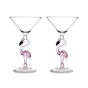 lot 3353 image: Creative Pink Flamingo Martini Goblet Glass Set, 2x200ml