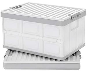 lot 3367 image: Collapsible Storage Bins with Lids 30L, 2-Pack Stackable Plastic Crates
