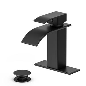 lot 3369 image: Ryuwanku Waterfall Bathroom Faucet, Matte Black Stainless Steel, 1-Handle