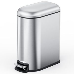 lot 3376 image: CEROELDA Bathroom Trash Can with Lid, 5L1.3 gal, Stainless Slim Step Pedal