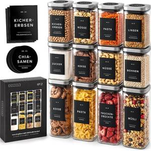 lot 3387 image: Glass Pantry Storage Jars Containers with Stainless Steel Lids and Labels