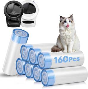 lot 3390 image: 160 Count Cat Litter Box Liners for Litter Robot 3 & 4, 10 12 gal Drawstring