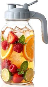 lot 3391 image: glass pitcher with lids 64 oz mason jar water pitcher with pour spout lids