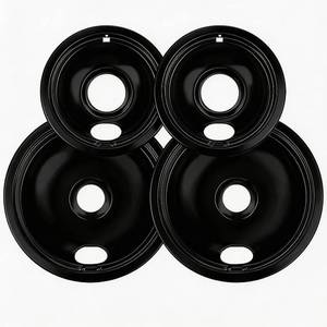 lot 3393 image: Electric Stove Drip Pans - Chrome Replacement, Fits Plug-in Ranges, Set of 4