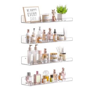 lot 3432 image: upsimples 4 Pcs 15 Acrylic Shelves for Wall Storage and Organizer, Clear