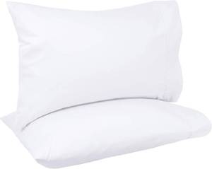 lot 3445 image: Amazon Basics 400 TC Cotton Pillowcases, Standard 30 L x 20 W, White-2-pk