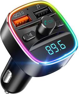 lot 3450 image: Nulaxy Bluetooth FM Transmitter Car Adapter with Dual USB Charger TF Card