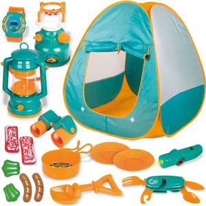 lot 3456 image: FUN LITTLE TOYS Pop Up Play Tent with Camping Gear and Tools Set
