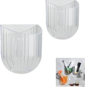 lot 3464 image: Adhesive Wall Mount Storage Caddy, Pen & Remote Holder(White 2PCS)