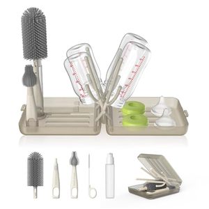 lot 3478 image: YOTIME Travel Bottle Brush Set, Foldable Drying Rack, Dispenser