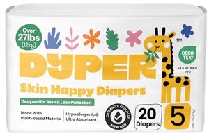 lot 3481 image: DYPER Baby Diapers Size 5 Over 27 lbs 20 Count Plant-Based Ultra Absorbent