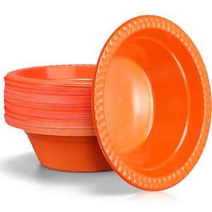lot 3485 image: 60 Pack 12oz Disposable Plastic Bowls for Dessert, Ice Cream, Salad, Soup
