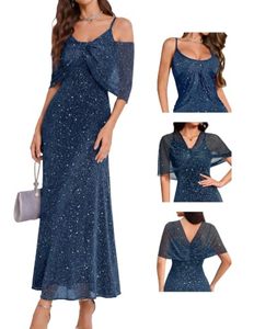 lot 3488 image: BeryLove Women Elegent Formal Sequin Cocktail Party Long Dress with Shawl XL