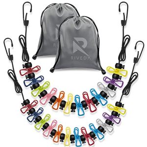 lot 3489 image: RIVEDA 2-Pack Travel Clotheslines with 12 Clips & 2 Bags, IndoorOutdoor