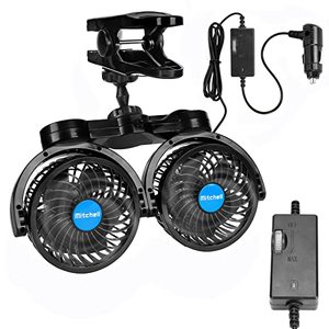 lot 3500 image: 12V Car Clip Fans, Adjustable Dual-Head 360  Clip Fan, 4 with Lighter Plug